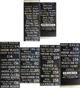 Pair of London Transport bus DESTINATION BLINDS,, the first a Routemaster blind coded KK (
