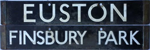 London Underground 1938-Tube Stock enamel CAB DESTINATION PLATE for Euston / Finsbury Park on the