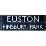 London Underground 1938-Tube Stock enamel CAB DESTINATION PLATE for Euston / Finsbury Park on the