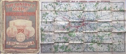 1907 "District" [Railway] MAP of Greater London & Environs, 2nd edition. Shows the Franco-British