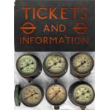 London Underground items comprising a perspex SIGN 'Tickets and Information' with two bullseye