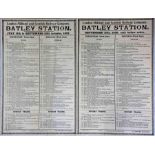 Pair of 1927/28 DEPARTURE/ARRIVAL NOTICES from Batley Station in West Yorkshire (London Midland &