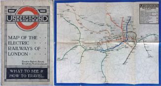 1919 London Underground MAP OF THE ELECTRIC RAILWAYS OF LONDON 'What to See & How to See it' with