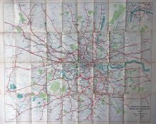 1951 quad-royal POSTER MAP published by the Railway Executive 'London & Suburbs Main Line Railways &