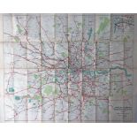 1951 quad-royal POSTER MAP published by the Railway Executive 'London & Suburbs Main Line Railways &