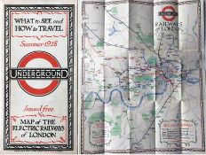 1928 London Underground MAP of the Electric Railways of London "What to see and how to travel".