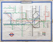 1947 London Underground quad-royal POSTER MAP by H C Beck 'London Transport Railways'. Print-code