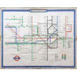 1947 London Underground quad-royal POSTER MAP by H C Beck 'London Transport Railways'. Print-code