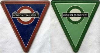 Pair of London Transport Routemaster perspex RADIATOR TRIANGLE BADGES, one Central Area, one Country