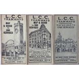 Selection of London County Council (LCC) Tramways POCKET MAPS comprising issues dated August 1914,