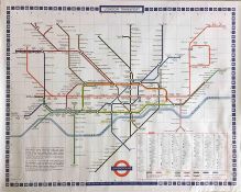1971 London Underground quad-royal POSTER MAP designed by Paul Garbutt. Carries a small, official