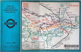 c1930 London Underground linen-card POCKET MAP from the Stingemore-designed series of 1925-32.
