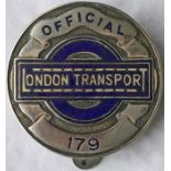 London Transport OFFICIAL'S PLATE with id number 179 from the first series of 1934. Made of nickel-