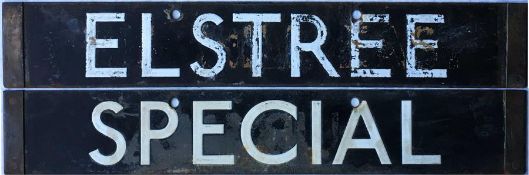 London Underground 1938-Tube Stock enamel CAB DESTINATION PLATE for Elstree (never used)/ Special on