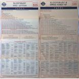 Pair of London Transport Trolleybuses single-sided paper FARECHARTS for route 555, Bloomsbury &