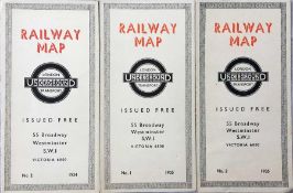 Selection of 1930s London Underground diagrammatic, card POCKET MAPS by H C Beck comprising issues