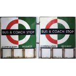 1950s/60s London Transport enamel BUS & COACH STOP FLAG (Bus Compulsory, Coach Request), an E3