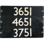 Set of London Underground 1983 Mk I Tube Stock aluminium STOCK-NUMBER PLATES from a 3-car unit: