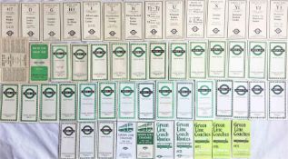 Considerable quantity of London Transport Green Line Coaches TIMETABLE LEAFLETS & POCKET MAPS