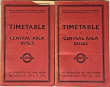 Pair of London Transport Officials' TIMETABLE BOOKLETS ('Red Books') of Central Area Buses