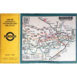 c1928/9 London Underground linen-card POCKET MAP from the Stingemore-designed series of 1925-32.