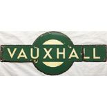 Southern Railway enamel PLATFORM TARGET SIGN from Vauxhall station, the first out of Waterloo on the