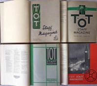 Officially-bound volumes of TOT MAGAZINE, the staff magazine of the Underground Group. This set is