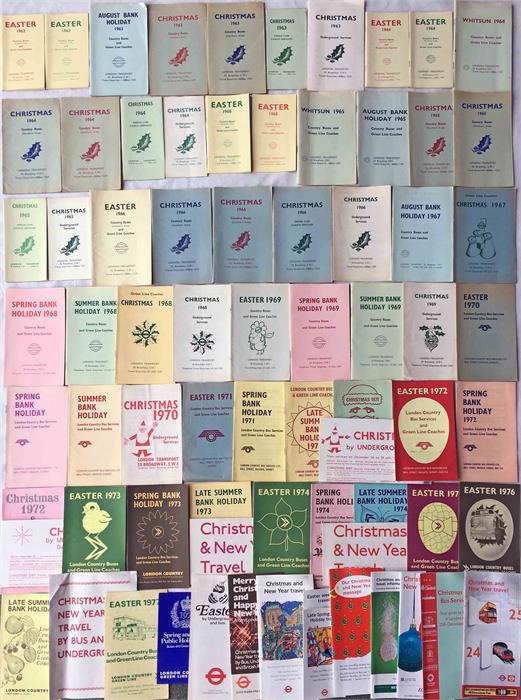 Quantity of 1960s/70s London Transport and London Country HOLIDAY TIMETABLE LEAFLETS (Easter,