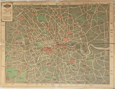 1930 London General Omnibus Co (LGOC) POSTER MAP of roads served by motor-buses. These were posted