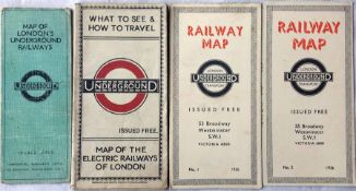 Selection of London Underground POCKET MAPS comprising 'What to See & How to Travel' 1/11/23, '