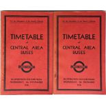 Pair of 1936 London Transport Officials' TIMETABLE BOOKLETS of Central Area Buses ('Red Books')