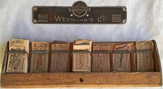 London Transport RT bus BODYBUILDER'S PLATE for Weymann's Ltd plus a bus conductor's wooden TICKET