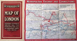 1924 Metropolitan Railway POCKET MAP, the Met's own version of the London Underground map. This is