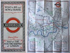 1928 London Underground MAP of the Electric Railways of London "What to see and how to travel".