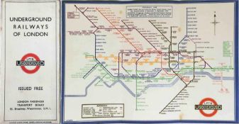 First-year H C Beck London Underground DIAGRAMMATIC CARD MAP. The undated edition with no print-