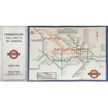 First-year H C Beck London Underground DIAGRAMMATIC CARD MAP. The undated edition with no print-