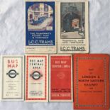 Selection of 1920s/30s POCKET MAPS comprising LCC Trams dated Nov 1928 and May 1930, London