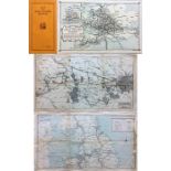 1920s Great Western Railway (GWR) linen-card POCKET MAP. A fold-out map of the company's network