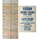 WW2 (1942) Ribble Motor Services Ltd double-crown POSTER regarding suspended & curtailed express