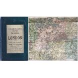 1880s MAP of the Environs of London published by W H Smith. Shows Rail Roads, turnpikes, county