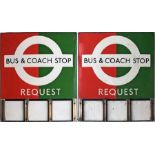 1950s/60s London Transport enamel BUS & COACH STOP FLAG (Request), an E3 version with runners for