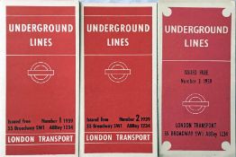 Selection of 1930s London Underground diagrammatic, card POCKET MAPS by Hans Schleger comprising