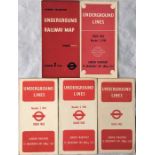 Selection of WW2 (one prior) London Underground diagrammatic card POCKET MAPS comprising '