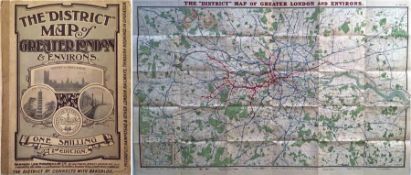 1907 "District" [Railway] MAP of Greater London & Environs, 2nd edition. Shows the Franco-British