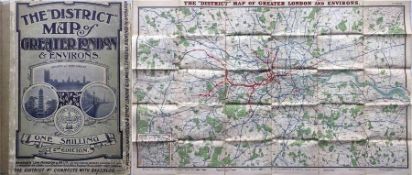 1907 "District" [Railway] MAP of Greater London & Environs, 2nd edition. Shows the Franco-British