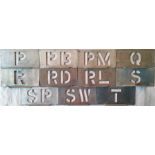Selection of London Transport bus garage ALLOCATION STENCIL PLATES for Old Kent Road (P), Potters
