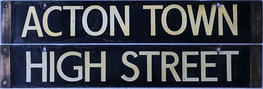 London Underground Q-Stock enamel-with-stickers CAB DESTINATION PLATE for Acton Town/High Street