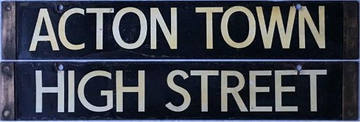 London Underground Q-Stock enamel-with-stickers CAB DESTINATION PLATE for Acton Town/High Street