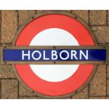 London Underground enamel PLATFORM ROUNDEL from Holborn Station on the Central and Piccadilly Lines.