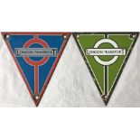 Pair of original 1940s/50s London Transport RT-type bus enamel RADIATOR BADGES, one from a Central